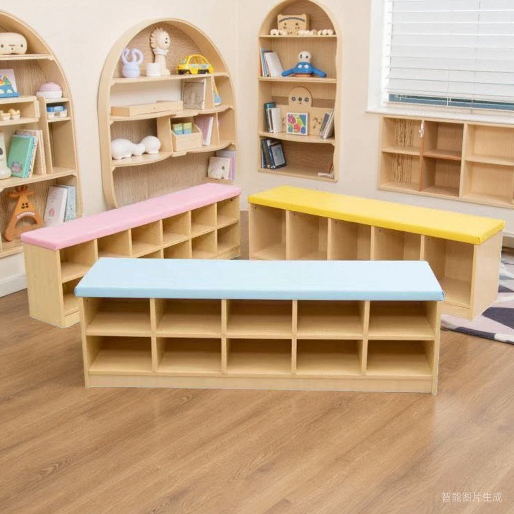 幼儿园换鞋柜早教收纳柜储物柜图片
