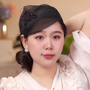2025春夏新款串珠欧根纱遮白发帽百搭薄款遮额头法式半帽发箍头饰
