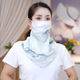 2025春夏新款磁扣防晒面罩丝巾百搭护颈防紫外线围巾薄款透气围脖