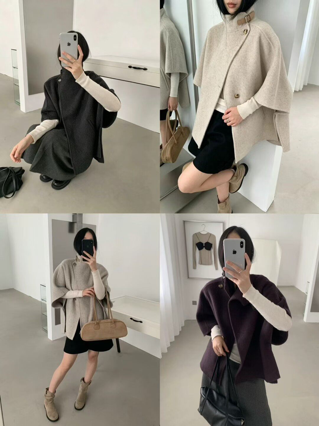 Lady Chen 2026秋冬新款韩系简约百搭显瘦立领斗篷双面羊外套