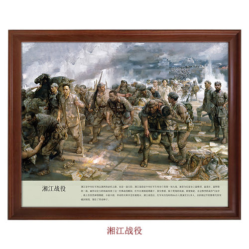 湘江战役油画壁画革命历史微喷