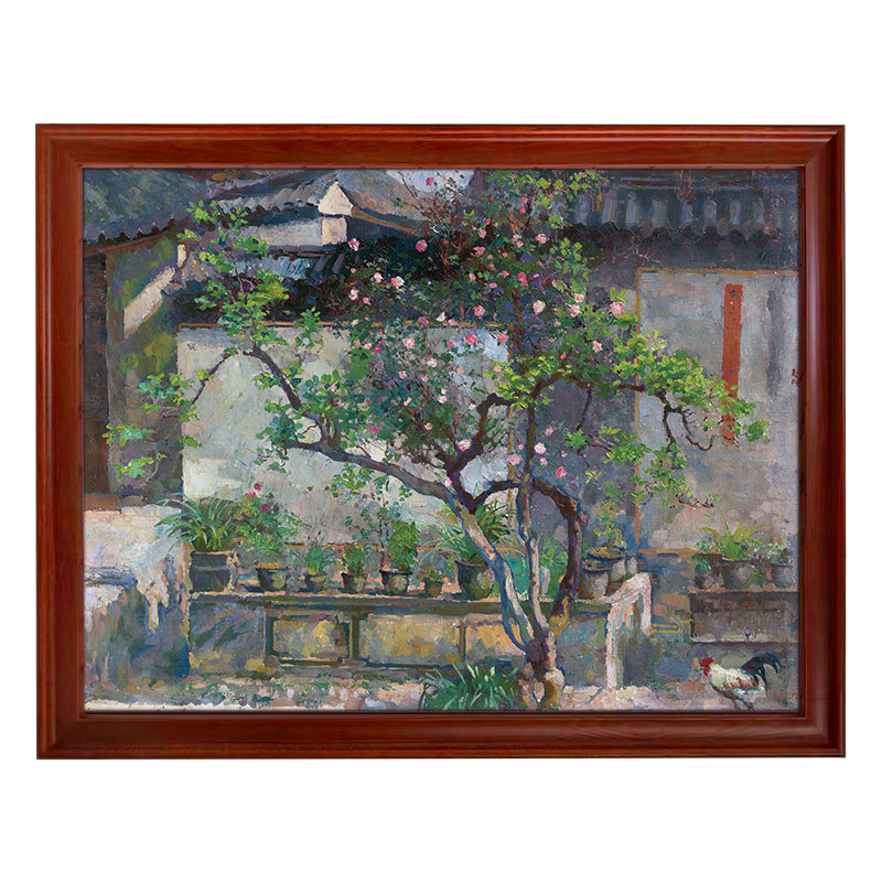 庭院-徐悲鸿油画中国民国风格建筑装饰画小众文艺爱国题材装饰画