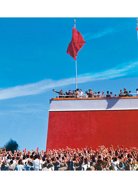 毛主席和首都军民在天门城楼1964年远景拍摄旧照片油画布微喷画芯