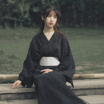 山本风格传统武士情侣款日式和服