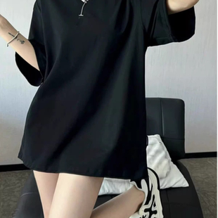 大版 宽松中长款 短袖 新款 遮屁股下衣失踪上衣 t恤女夏季 200斤大码