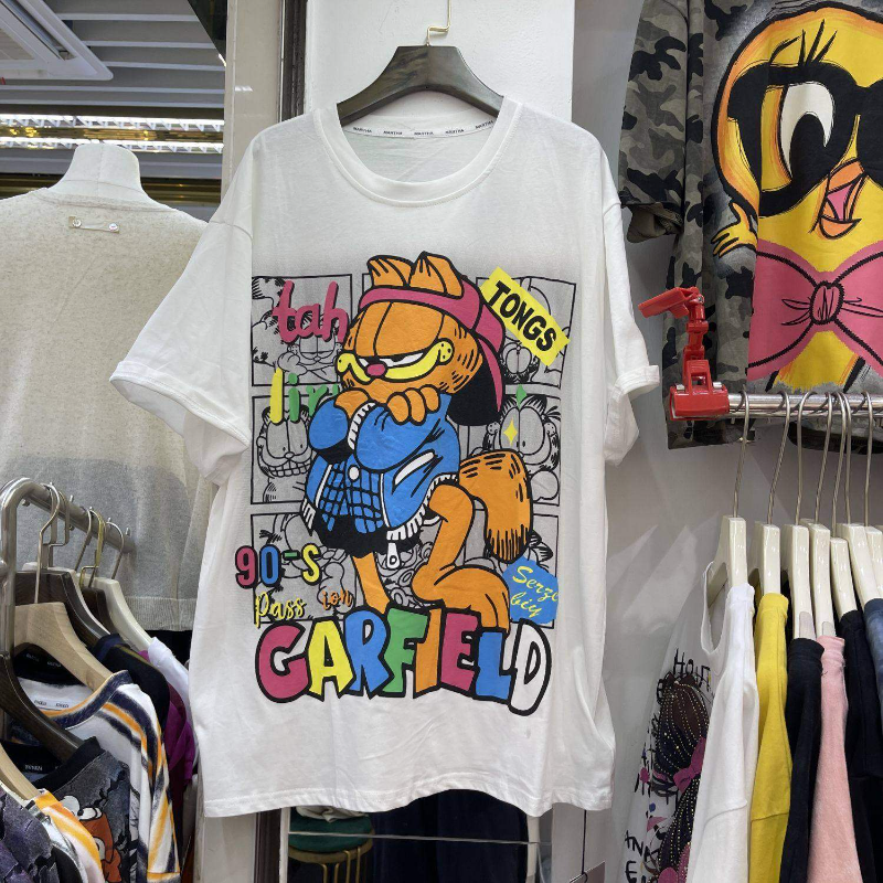 200斤大码美式卡通加菲猫印花百搭短袖t恤男女夏季情侣半袖上衣,女装/女士精品,T恤,淘宝优惠券,粉丝福利购,淘宝优惠卷