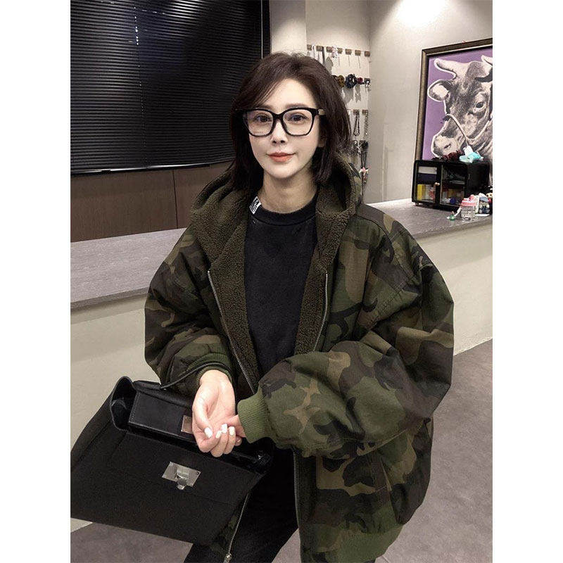 2025秋冬款美式复古迷彩连帽外套女宽松加绒军旅风设计感百搭上衣,女装/女士精品,卫衣/绒衫,淘宝优惠券,粉丝福利购,淘宝优惠卷