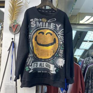 卡通笑脸爱心印花加绒卫衣女小众休闲外套春秋款 200斤特大码 女装