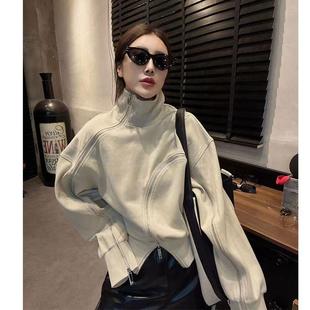 女装 洋气宽松高领长袖 套头卫衣女秋季 时尚 上衣 2023新款 300斤大码