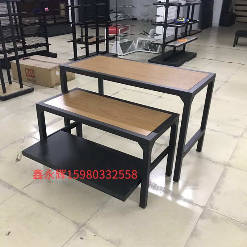 高低鞋服专卖店三层铁木展示台