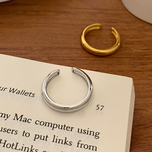 小圆戒秋冬日常通勤指环开口可调节 J09戒指光面素圈女简约基础款