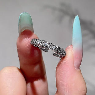 百搭食指戒开口可调节指环潮 J07指环超闪精致锆石戒指女轻奢时尚