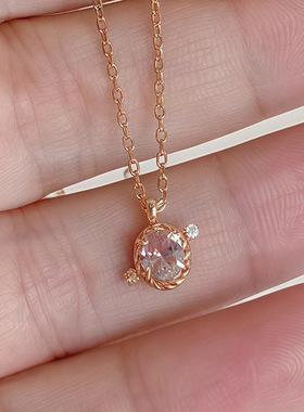 X11项链丘比特之箭项链女甜酷时尚锁骨链粉色锆石百搭颈链潮