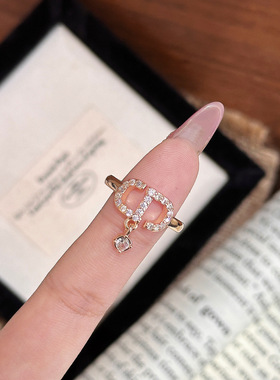 T02|爆款日韩气质精工CD字母戒指女轻奢复古网红ins风指环戒