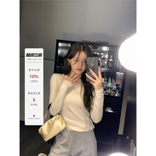 女春秋圆领保暖衣T恤上衣 型打底衫 2025alex 打底神器软糯弹力修身