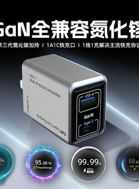 乐迪智美第三代氮化镓GaN充电器全兼容超级快充适用于华为荣耀vivoiqoo小米红米oppo一加真我苹果三星手机
