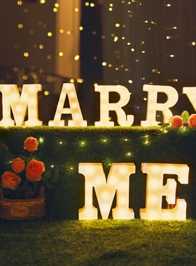 大号七夕marryme求婚灯嫁给我灯牌布置love室内字母灯饰led发光字