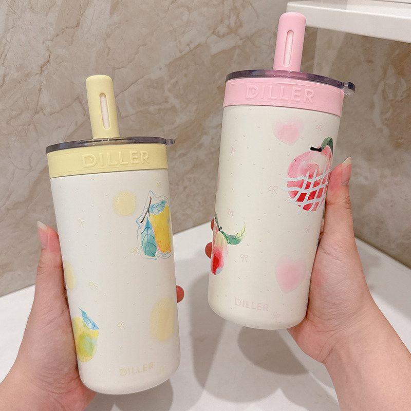 迪乐贝尔高颜值保温玻璃吸管杯