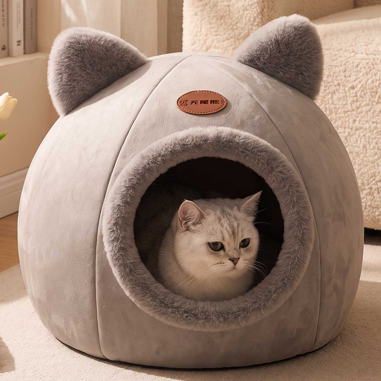冬季猫窝半封闭式安全感加厚保暖猫咪小狗窝睡觉用猫屋床四季通用