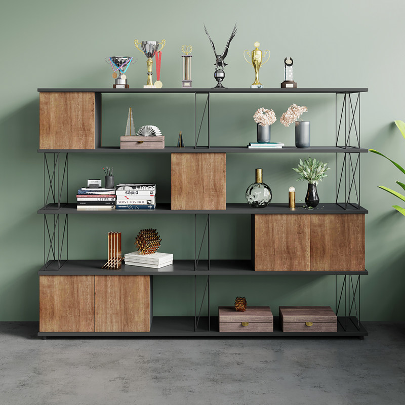 老板办公室书柜镂空木质文件柜组合背景柜子简约现代资料办公家具