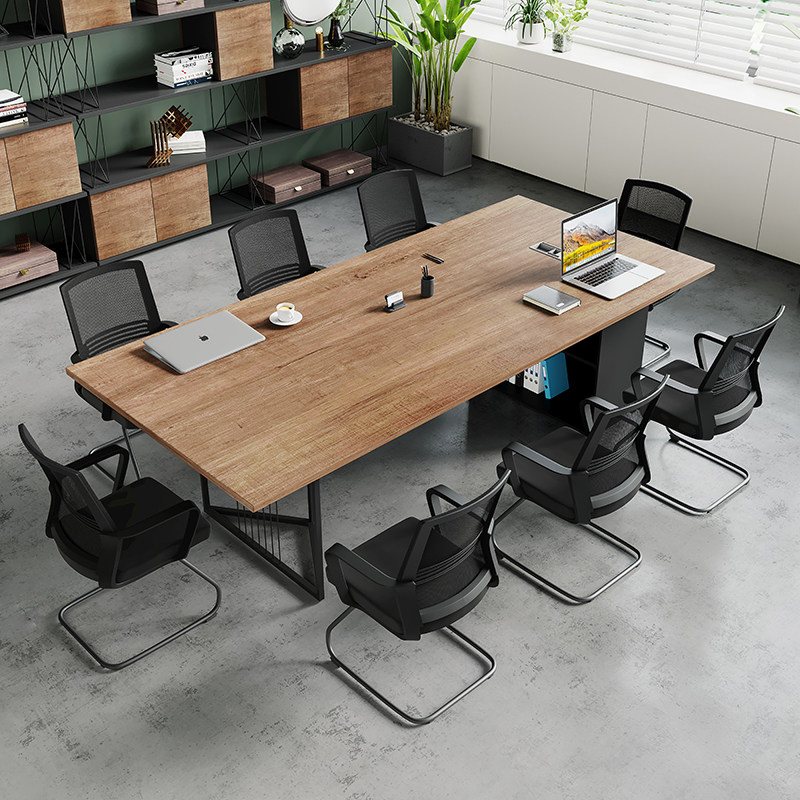 新中式会议桌简约现代办公室家具长条桌椅组合工作台办公长桌
