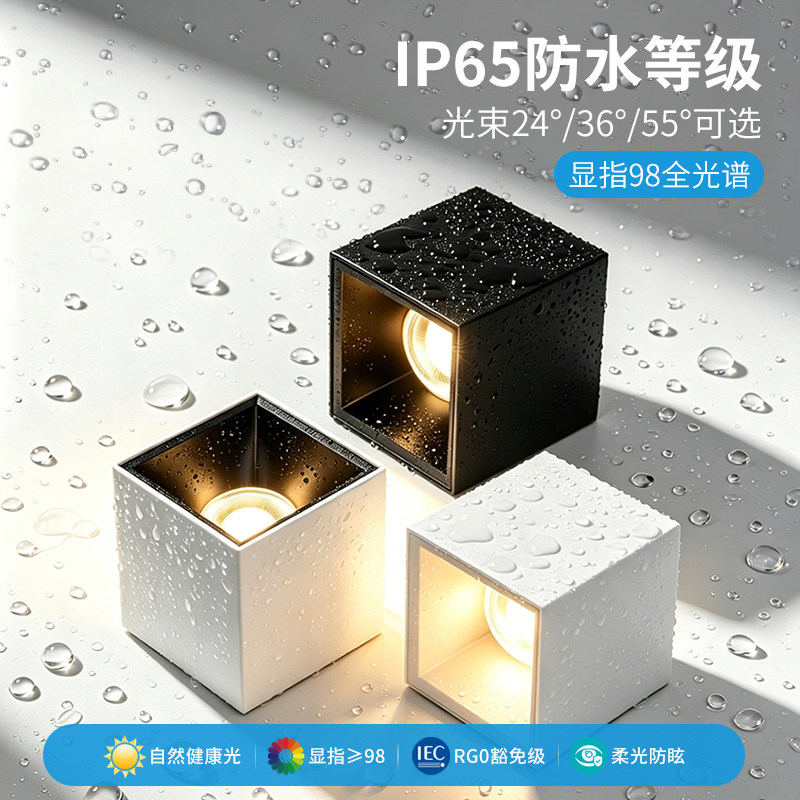led方形明装防水筒灯室外门头阳台露台浴室酒店雨棚泳池户外射灯