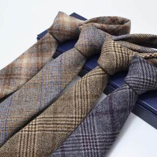 羊毛领带男优雅英伦休闲6cm领带时尚 领带 复古苏格兰粗呢男士