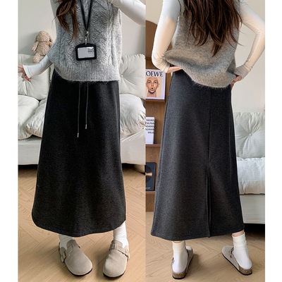 咖色毛呢半身裙女秋冬2025新款高
