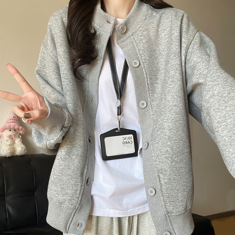 美式复古灰色棒球服外套女秋季2025新款高级感慵懒风oversize上衣,女装/女士精品,卫衣/绒衫,淘宝优惠券,粉丝福利购,淘宝优惠卷