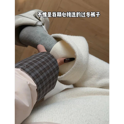 软糯垂坠感加绒秋宽松阔腿糯米裤