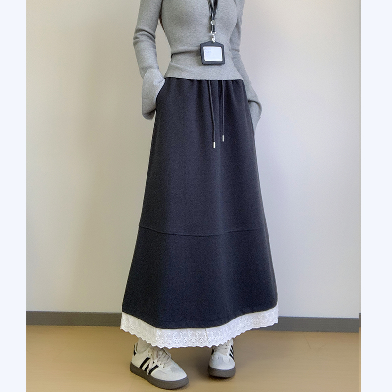 中长款气质秋冬a字高腰休闲伞裙