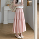 薄款 粉色半身裙女2025新款 夏季 温柔a字长裙高腰显瘦小个子蛋糕裙