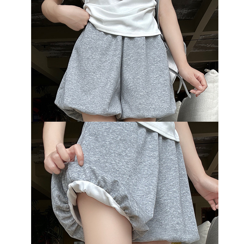 花苞休闲短裤女2025夏季设计感高腰显瘦小个子a字灰色蓬蓬灯笼裤,女装/女士精品,休闲裤,淘宝优惠券,粉丝福利购,淘宝优惠卷