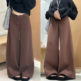 裤 咖色阔腿裤 高腰宽松显瘦垂感直筒休闲小个子西装 新款 女2025秋季