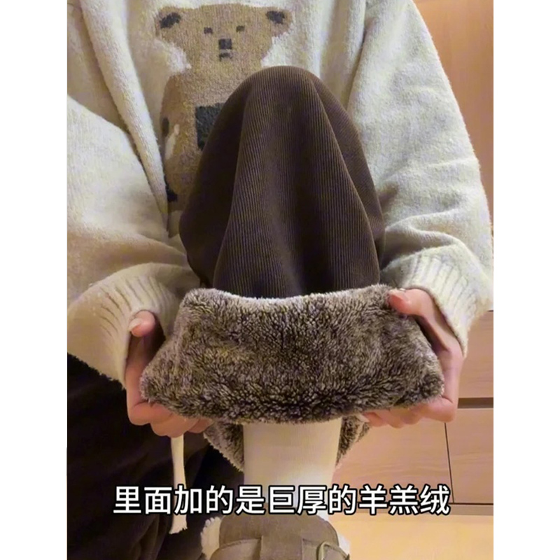 冬季保暖棉裤宽松直筒超厚裤子