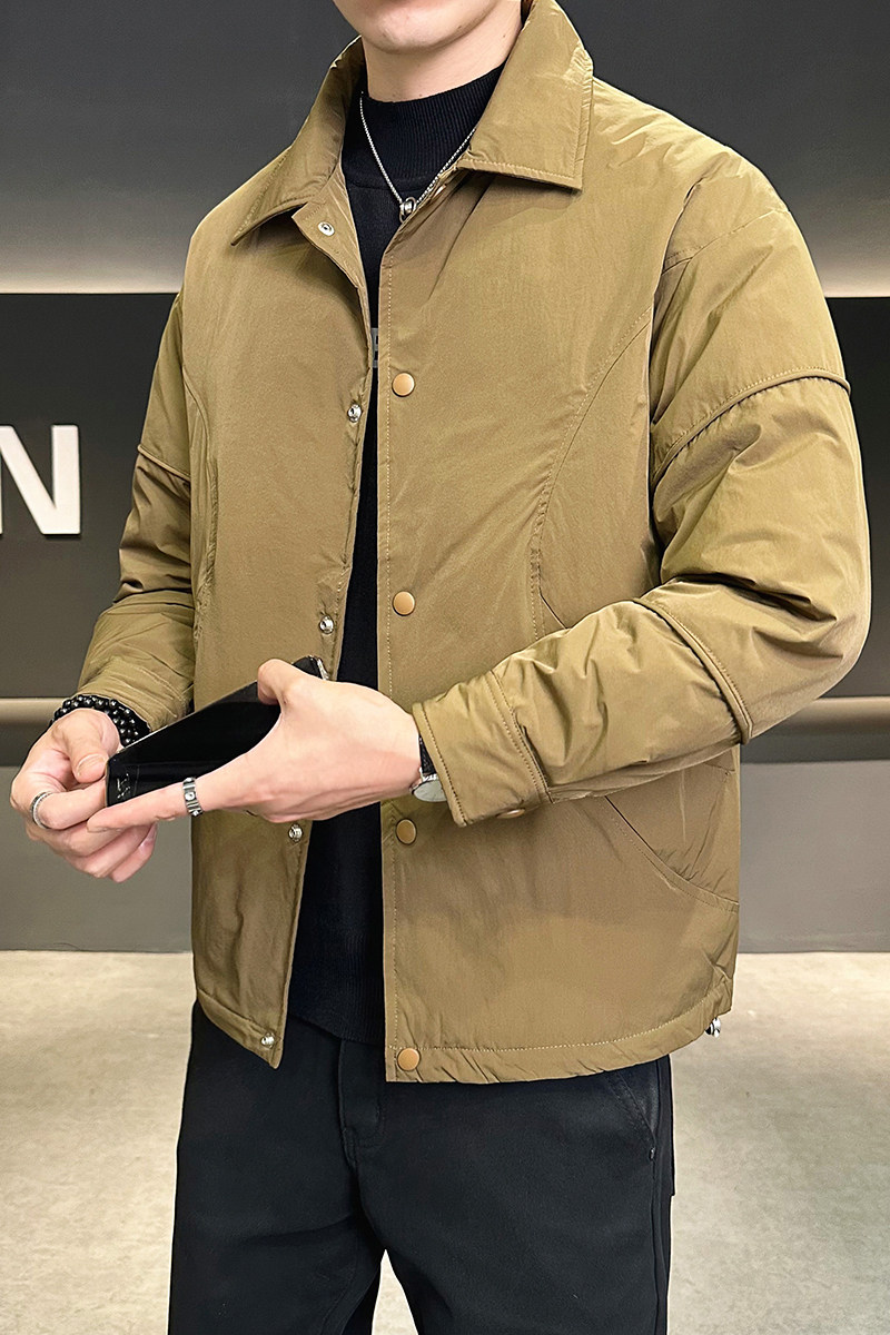 白鸭绒羽绒服男翻领纯色帅休闲百搭外套潮流YR800-P200,男装羽绒服,电商D236（原A051）