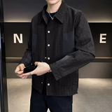 男士泡泡纱拼色夹克翻领立体裁休闲透气衬衫外套JK2288-P80，男装夹克，电商D236（原A051）