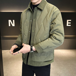 秋冬拼接假两件二棉夹克棉服绗线短款棉衣外套男2392-P115图片