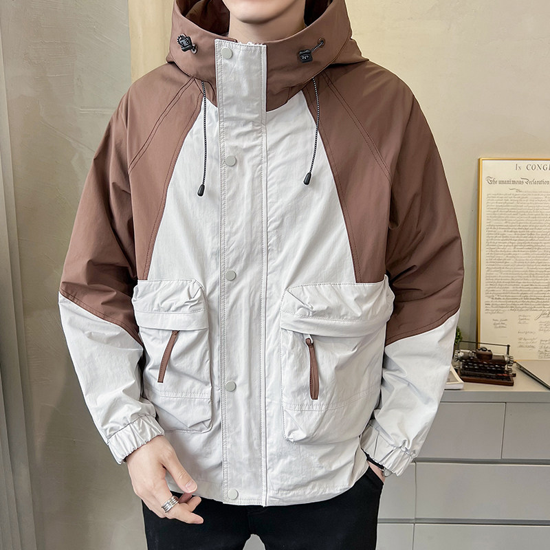 户外拼接撞色连帽工装外套冲锋衣夹克男JK022-P115,男装夹克,电商D236（原A051）