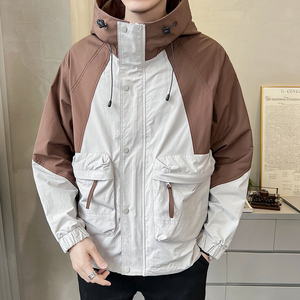 户外拼接撞色连帽工装外套冲锋衣夹克男 JK022-P115图片