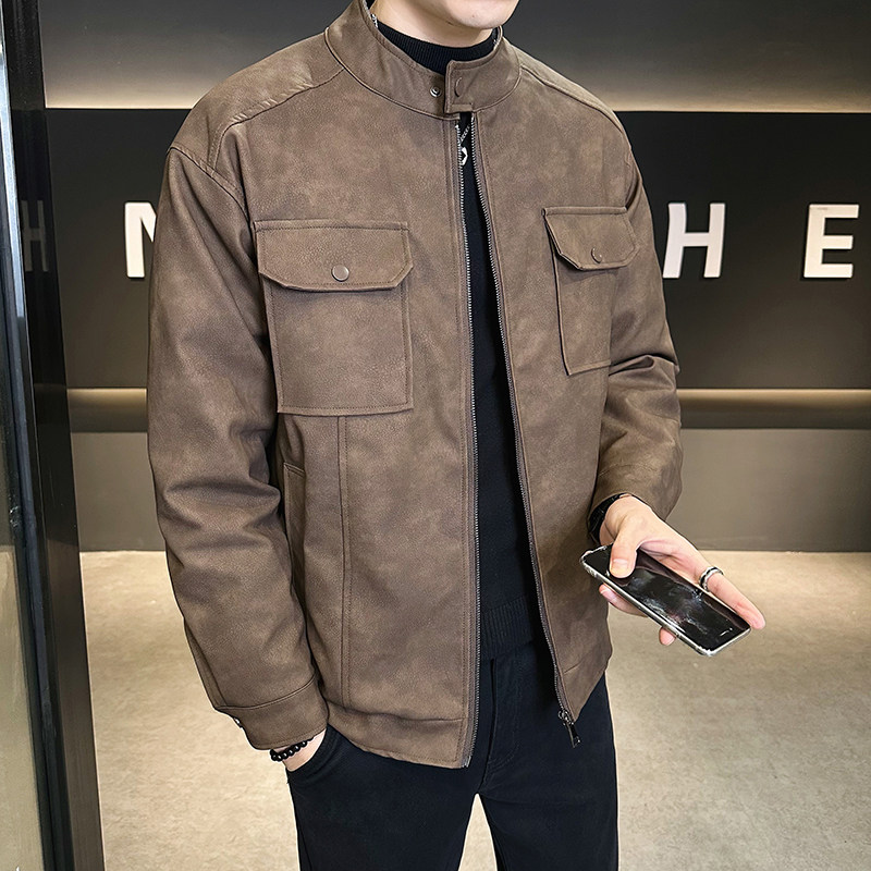 90白鸭绒美拉德PU皮衣冬季羽绒服男夹克外套YR789-P195,男装夹克,电商D236（原A051）