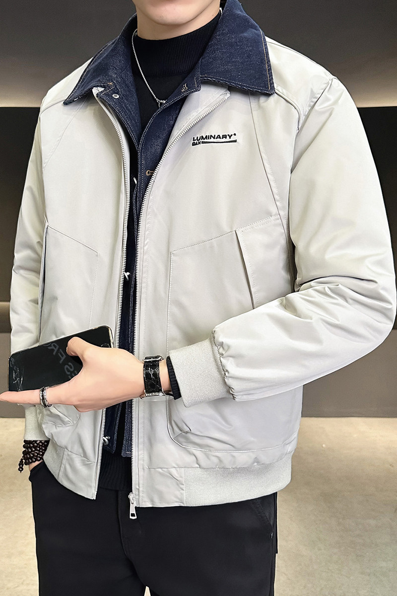 假两件牛仔拼接棉衣男装翻领冬季棉服2297-P135,男装棉衣,电商D236（原A051）