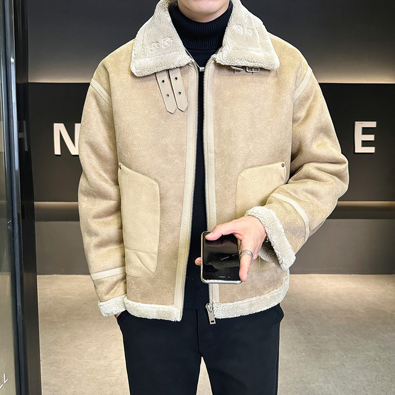 皮毛一体外套男装羊羔绒夹克冬季棉服男皮衣8809-P200,男装夹克,电商D236（原A051）