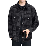 拔印格纹牛仔外套翻领复古休闲衬衣迷彩夹克男JK2289-P95，男装工装外套，电商D236（原A051）