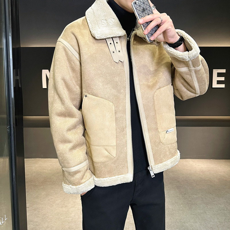 皮毛一体外套男装羊羔绒夹克冬季棉服男皮衣8809-P200,男装夹克,电商D236（原A051）