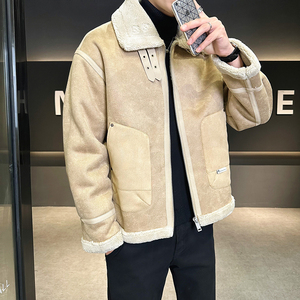 皮毛一体外套男装羊羔绒夹克冬季棉服男皮衣8809-P200图片