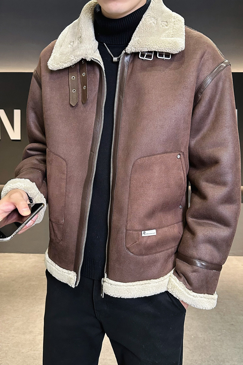 皮毛一体外套男装羊羔绒夹克冬季棉服男皮衣8809-P200,男装夹克,电商D236（原A051）