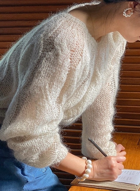 马海毛毛衣女士海马针织衫上衣网红爆今年流行外套女2026新款爆款