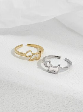 时尚百搭小狗情侣对戒指