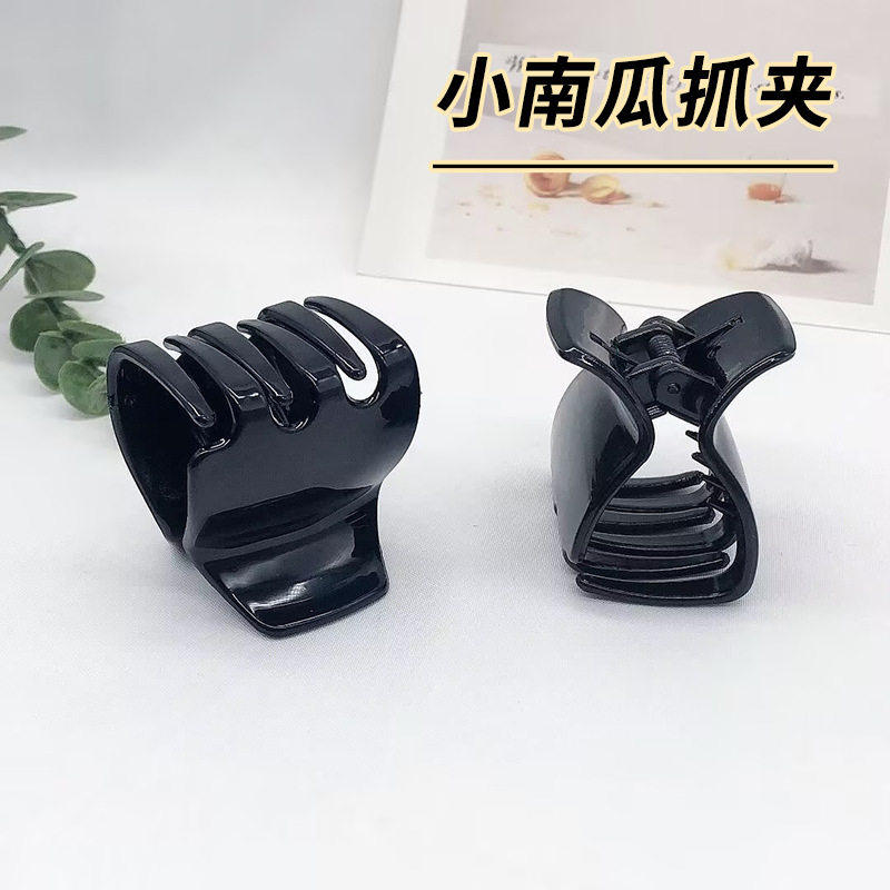 A017简约方型发夹黑色抓夹竖夹韩版小南瓜抓夹后脑勺马尾夹